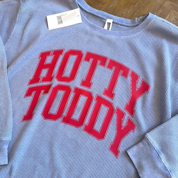 Ole Miss Hotty Toddy Women's Mini Waffle Crew Blue - Picture 2 of 3
